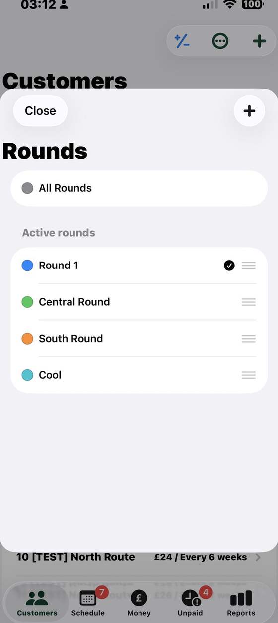 ClearRound Pro round selector with several separately named rounds